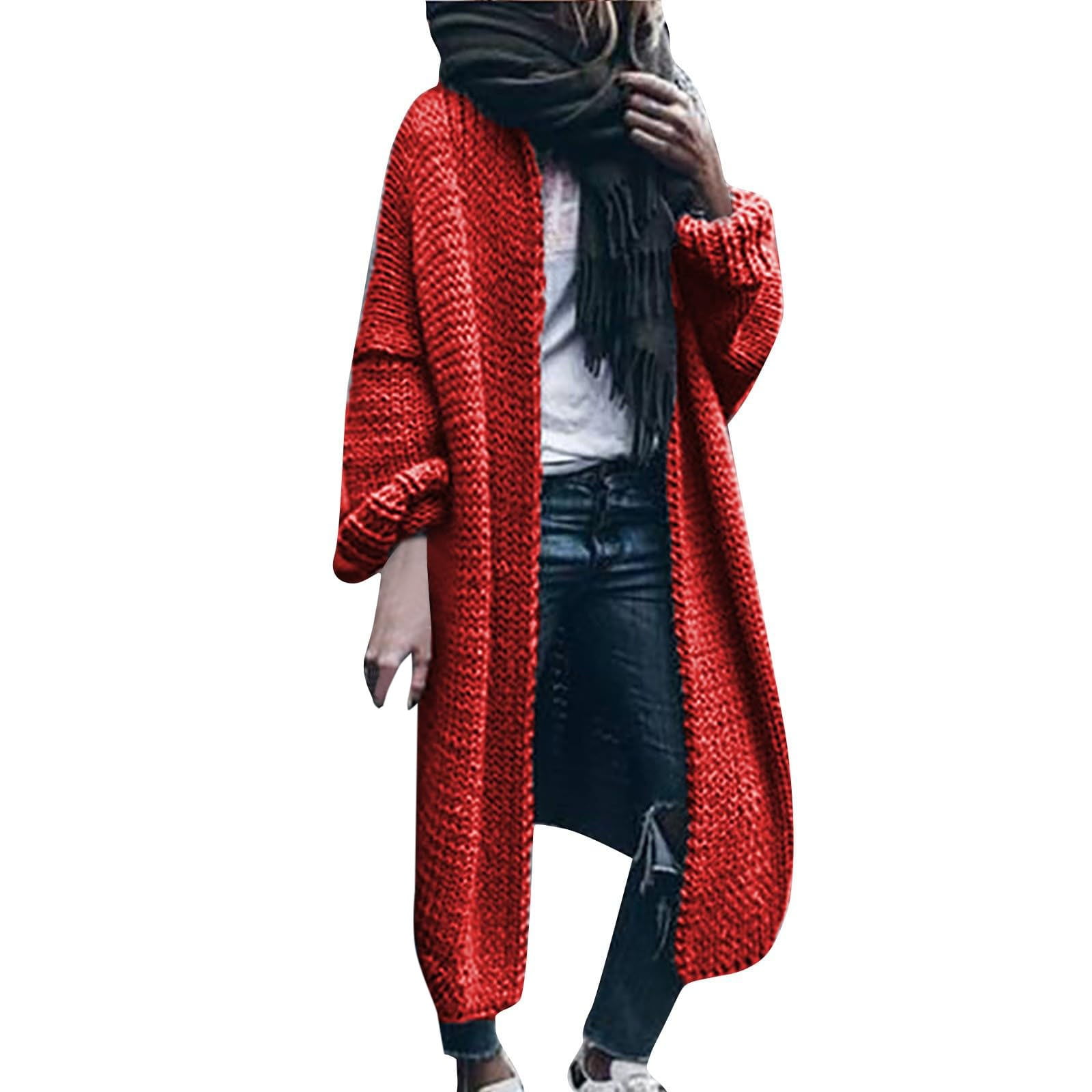 KAGAYD Knitting Women s Coat Large Size Mid Long Plain Casual Women s kagayd-knitting-women-s-coat-large-size-mid-long-plain-casual-women-s