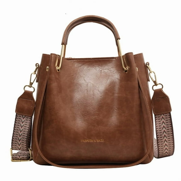 KAGSBA Crossbody Bags for Women, Bucket Bag Pu Leather Crossbody Bag Large Designer Handbag For Women, The Best Christmas, Valentine's Day, Birthday Gifts (Brown)