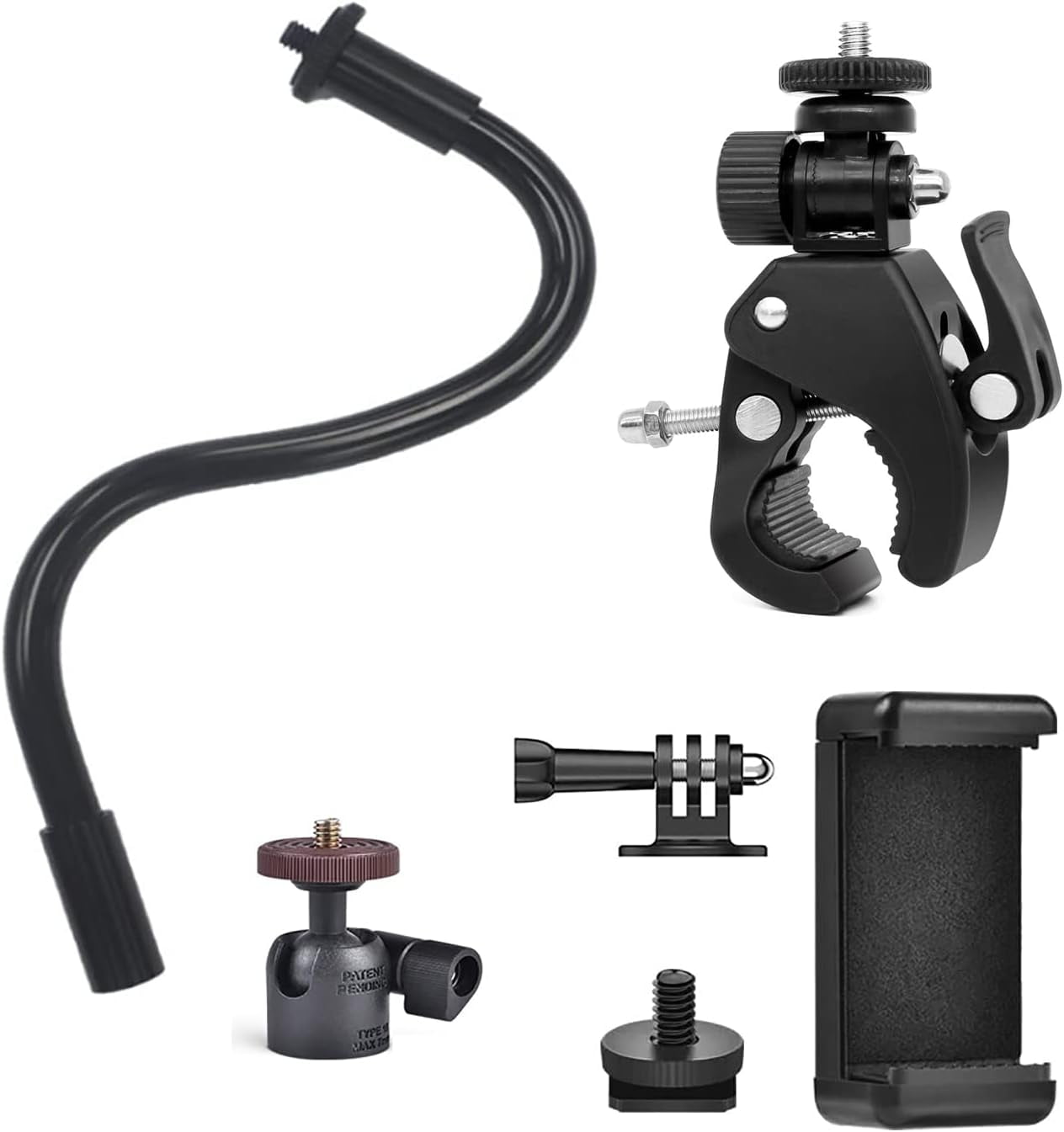 KAGYOKU Gooseneck Camera Mount with Bike Mount Clamp Camera Arm 11inch