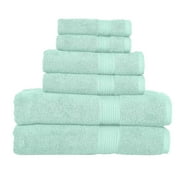 KAHAF COLLECTION 6 Piece Towel Set Aqua   100% Ringspun Cotton Soft & Highly Absorbent   Includes 2 Bath Towels, 2 Hand Towels & 2 Washcloths   Quick Dry, Durable, and Luxurious Bathroom Essentials