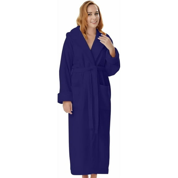 KAHAF COLLECTION - Terry Cotton Robes for Women and Men, Terry Shawl Collar Bathrobe, One Size, Unisex for Men and Women