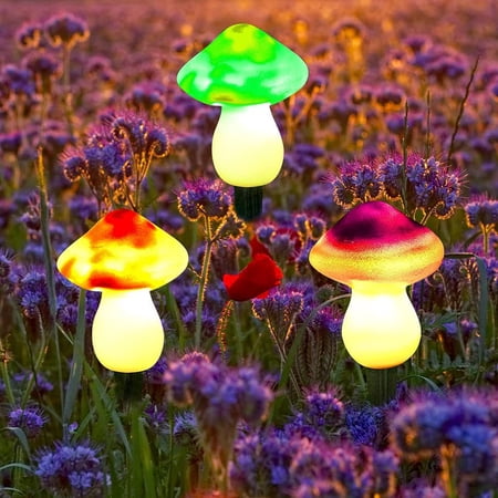 KAHOO Mushroom Solar Lights 3 Pieces Outdoor Garden Waterproof LED Pathway Decorative String Lights