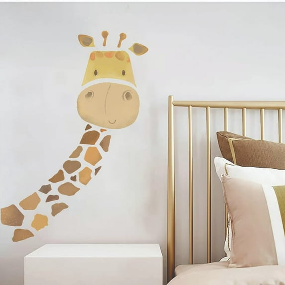 KAHSHEEN Giraffe Kids Wall Decals - Jungle Animal Wall Stickers, Funny Cartoon Cute Wall Decal, Peeking Giraffe Print Window Wall Decor, DIY Wall Decals for Baby Nursery Playroom Bedroom Classroom