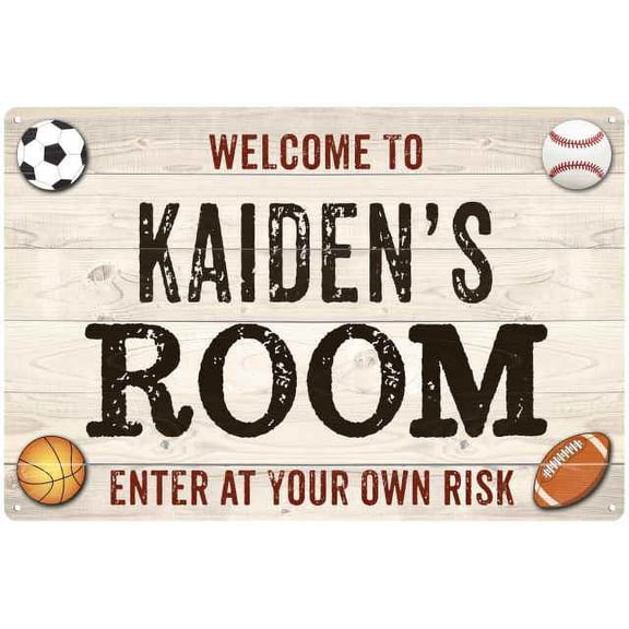 KAIDEN'S Room Kids Bedroom Sign Boy's Gift 8x12 Metal 108120090250