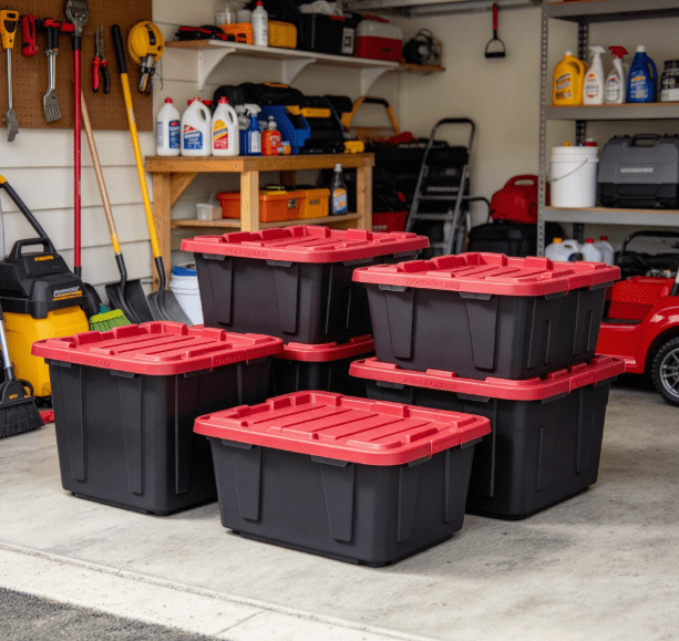KAIFENG 4 Pack 17 Gallon Low Profile Heavy Duty Plastic Storage Bins ...