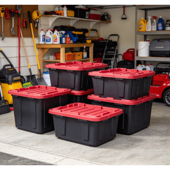 KAIFENG 4 Pack 17 Gallon Low Profile Heavy Duty Plastic Storage Bins ...