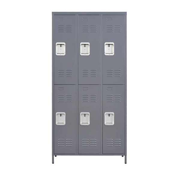 KAIFENG 6 Door Gray Lockable Freestanding Storage Locker Cabinet For Workplace Gym School Garage Household