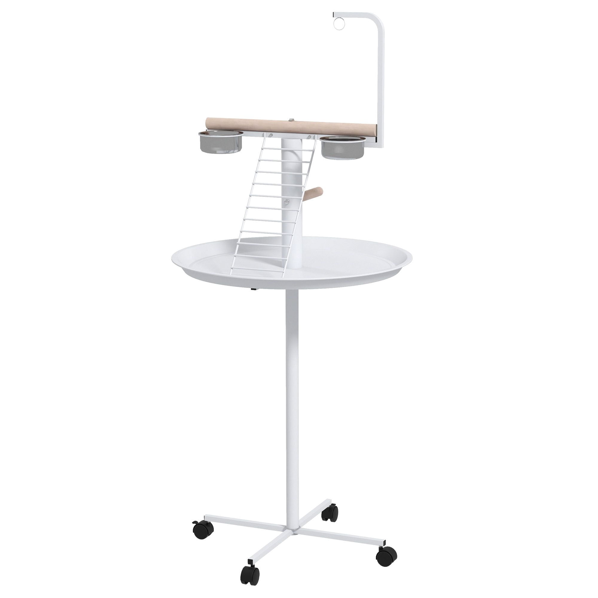 KAIFENG Bird Perch Stand with Wheels and Feed Bowls for Parrots and ...