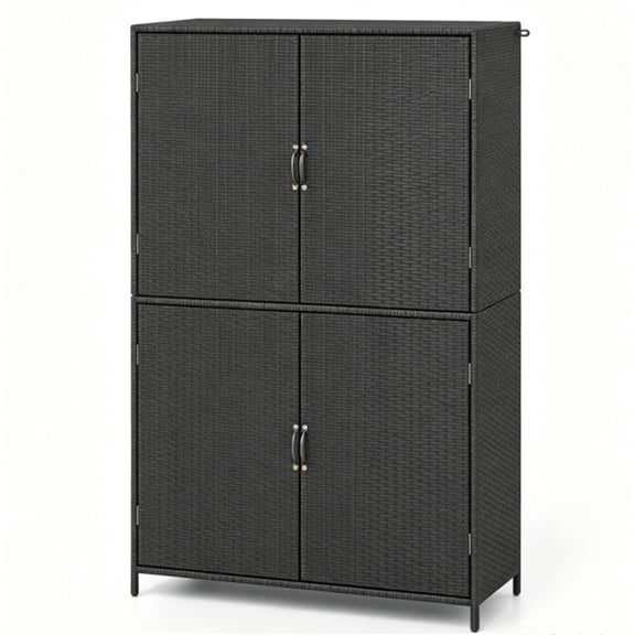 KAIFENG Outdoor Storage Cabinet with Adjustable Shelves, Garden Tool Storage Shed for Patio Backyard Poolside - Black