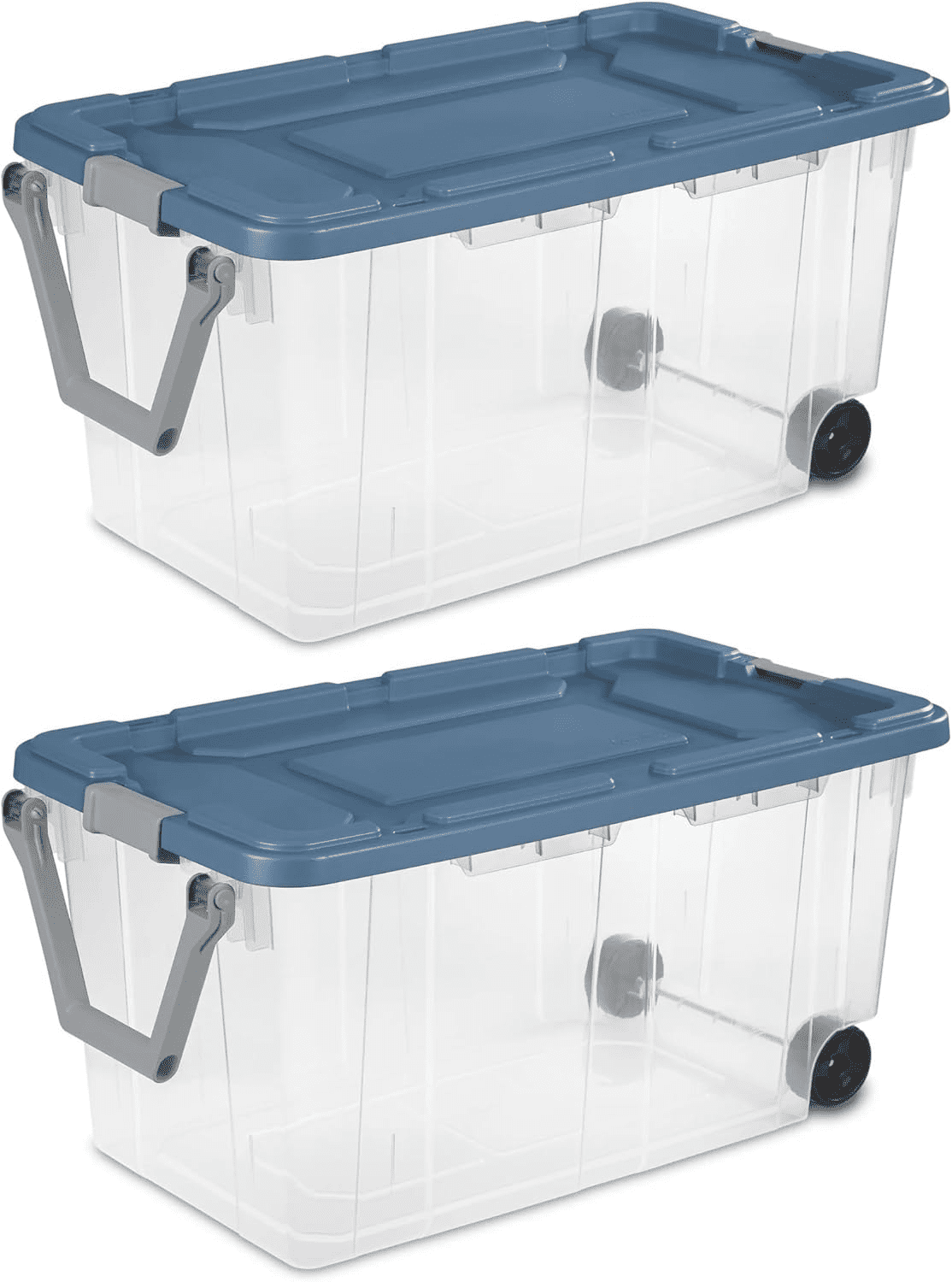 KAIFENG Blue 2 Pack Clear Storage Container with Latching Lid and Pull ...