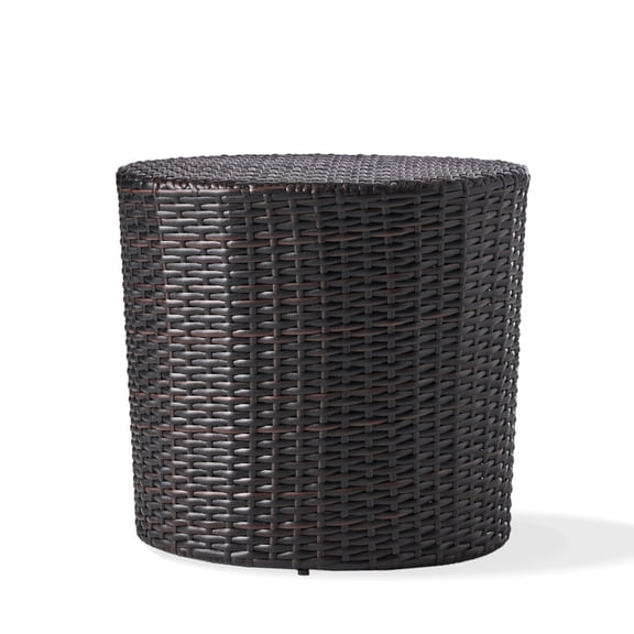 KAIFENG Classic Barrel Shaped Woven Outdoor Accent End Table Weather Resistant Ready To Use Patio Side Furniture