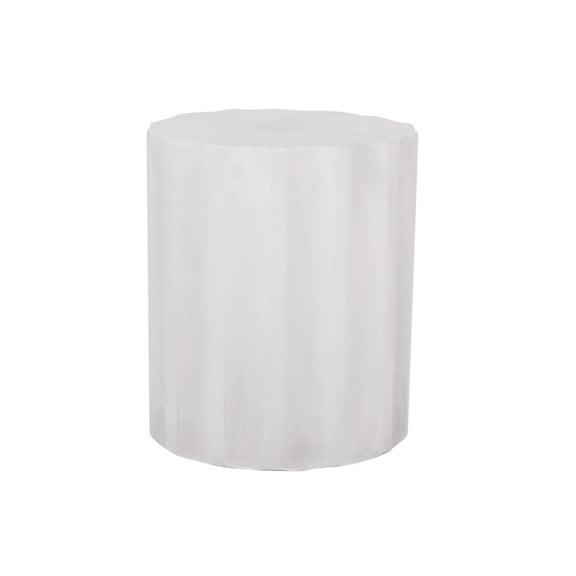 KAIFENG Fluted Cylindrical Wave Edge Outdoor Accent End Table Antique White Minimalist Ready To Use Patio Furniture