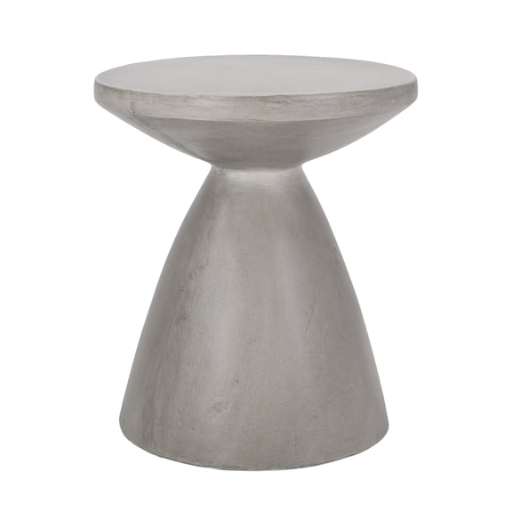 KAIFENG Light Grey Hourglass Pedestal Outdoor End Table No Assembly Modern Patio Accent Side Table