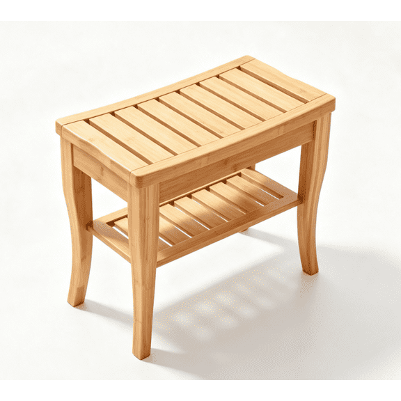 KAIFENG Multi Purpose Freestanding Shower Stool Double Layer Slatted Bench With Storage Space For Elderly Assisted Bathing Daily Home Use