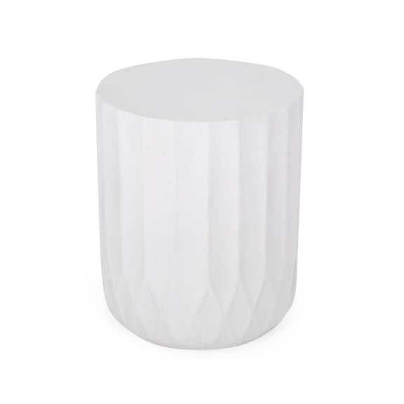 KAIFENG Round Scalloped Edge Modern Outdoor Accent End Table Minimalist Ready To Use Patio Side Furniture