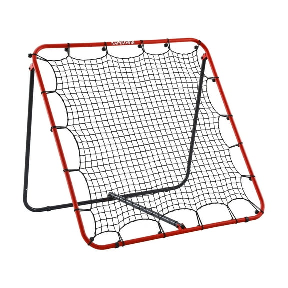 KAIHAOWIN Soccer Rebound Net – 4'x4' Adjustable Angle Steel Soccer Rebounder for Backyard Training, Football, Volleyball, and More