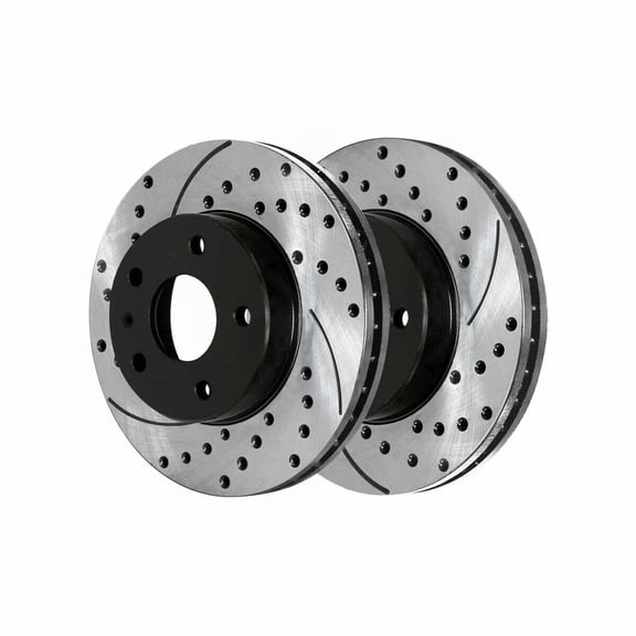 KAIHUIXING 2pcs Disc Brake Rotor Set Rear Left Right Black Electrolysis Coated Steel Drilled and Slotted for CTS 03-07 for STS 05-11 for Seville 03-04