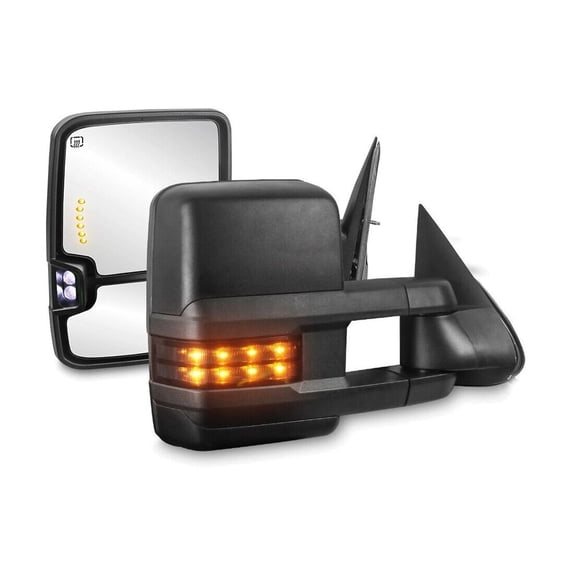 KAIHUIXING 2pcs Power Heated Tow Mirrors 1500 2500 3500 Hd Driver & Passenger Side Wiring Harness & Bolts for GMC,for Chevy Heavy Duty Polycarbonate-Lens Textured Black Housing M90411WS