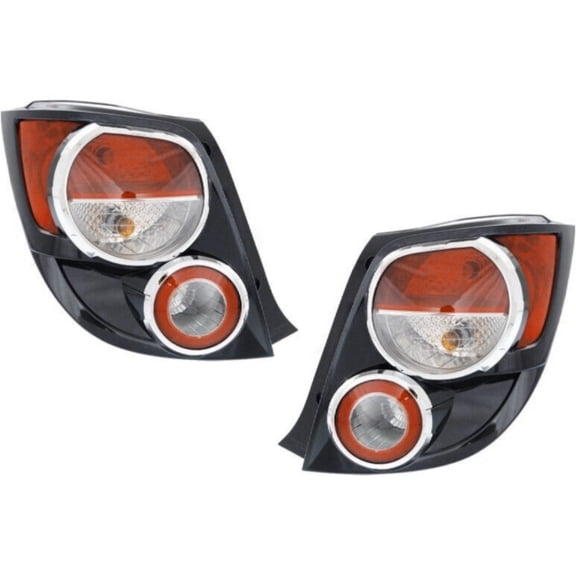 KAIHUIXING 2pcs Tail Light Driver Passenger Side Clear & Red Lens Housing Tail Lights Taillights Taillamps Brakelights for Chevy for Sonic LS/LT/LTZ 12-16 & RS 13-16 with Bulb(S)-Assembly