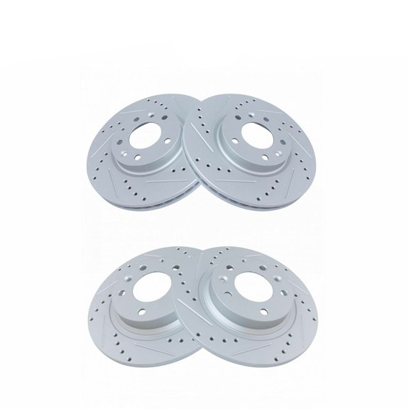 KAIHUIXING 4pcs Disc Brake Rotor Set Front Rear Left Right G-Coated Drilled and Slotted Kit for Fusion 2006-2012 for MKZ 2007-2012
