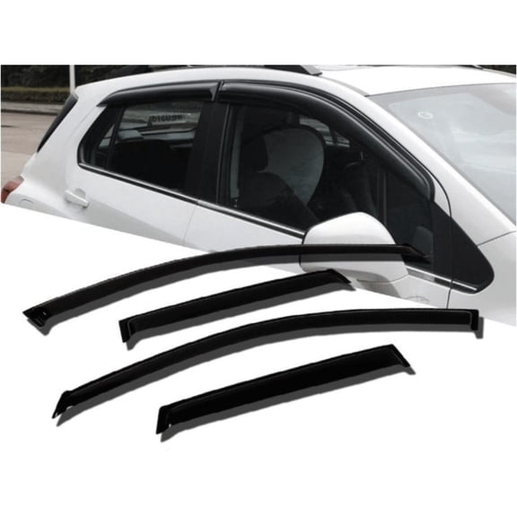KAIHUIXING 4pcs Sun Rain Wind Deflectors Door Window Visors Outside Mount Channel Style Dark Smoke Tint for Honda for Element 2003-2011
