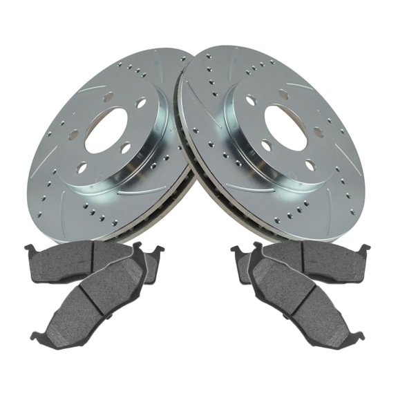 KAIHUIXING Brake Rotor Drilled Slotted Coated & Ceramic Pad Front Kit for Dodge for Neon 2.0L 2000-2005,for Plymouth for Neon 2.0L 2000-2001