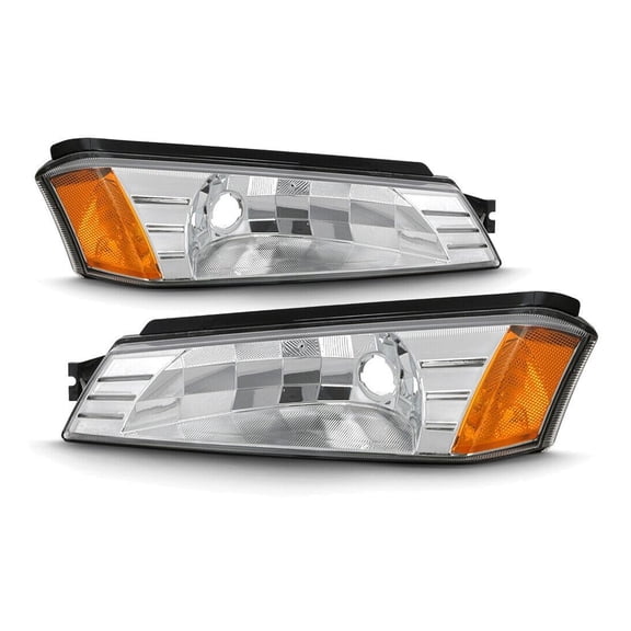 KAIHUIXING for Chevy for Avalanche 1500/2500 2002-2006 w/Body Cladding Chrome Bumper Lights Signal Lamps Set Driver Passenger Side Heavy Duty Polycarbonate-Lens -Lighting Technology