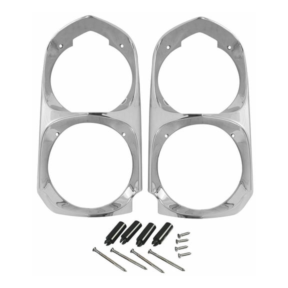 KAIHUIXING Chrome Headlight Bezel Set Left Right Front for Pontiac for GTO Base 1966-1967 for LeMans Base 1966-1967 for Tempest Base/Custom/Safari 1966-1967 G201150