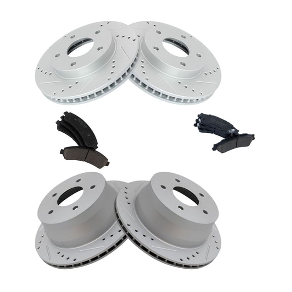 KAIHUIXING Front & Rear Ceramic Pad & Drilled Slotted Zinc Coated Rotor Kit 5 Lug-Wheel Lug Count for Bravada for Hombre for Sonoma for Jimmy for Blazer for S10 2221975686