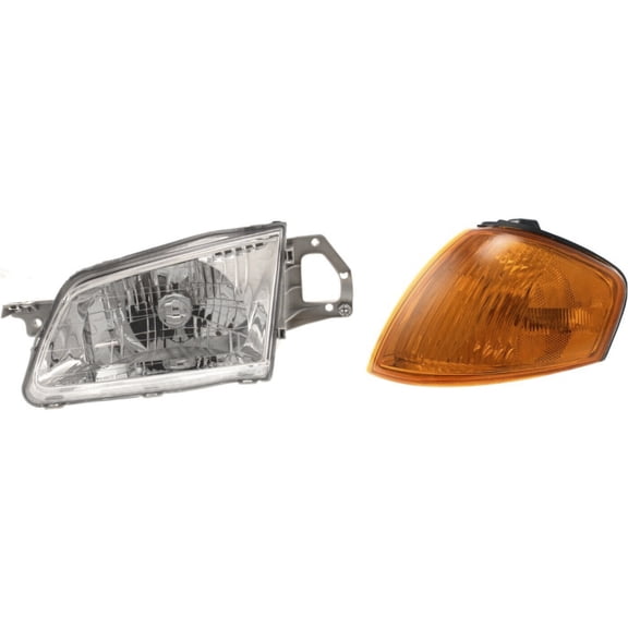KAIHUIXING Headlight Driver Side Clear Lens and Corner Light Kit Bj0E51040Ap1 for Mazda for Protege DX/ES/LX 99-00 with Bulb(S)-Assembly Left MA2502114 MA2520113
