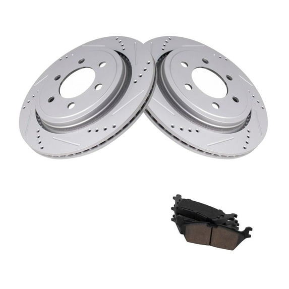 KAIHUIXING Rear Side Drilled Slotted Ceramic Coated Stop Power Disc Set Kit Brake Rotors and Pads for Ford for F150 2015-2017 1135424548