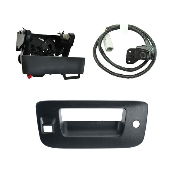 KAIHUIXING Rear View Camera w/Tailgate Handle & Bezel Kit 3 Piece Black Textured Style for Chevy for Silverado 1500/2500HD/3500HD 2009,for GMC for Sierra 1500/2500HD/3500HD 2009