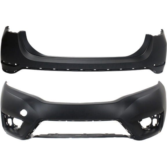 KAIHUIXING Set of 2 Bumper Covers Fascias for Honda for DX 2015 2017 & Cool/EX-L/Fun/Hit/LX 2015-2017 Pair Front Rear Primed Without Parking Aid Sensor Holes HO1100287 HO1000297