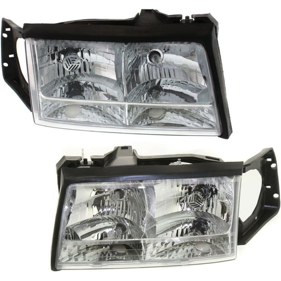 KAIHUIXING for Cadillac for DeVille 1997-1999 2pcs Headlight Left and Right Clear Lens w/ bulbs GM2502165