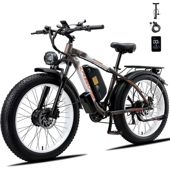 KAIJIELAISI 4000W Dual Motor Electric Bike: 26" Fat Tire Mountain Ebike, 48V 23AH Battery, UL2849.