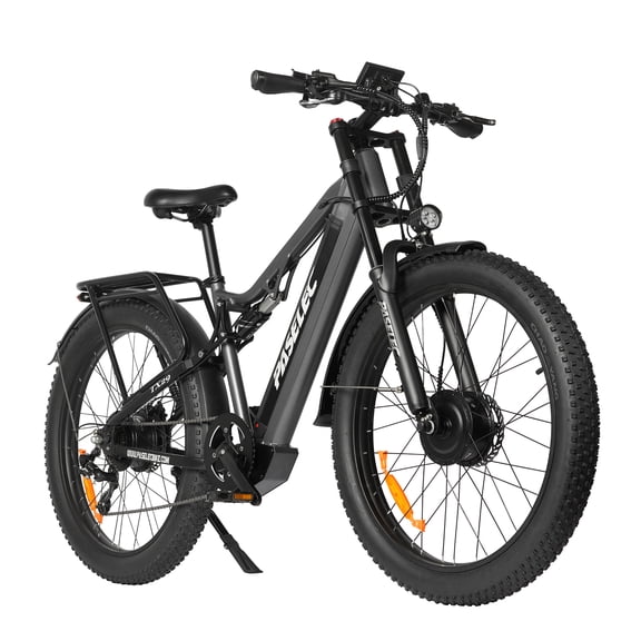 PASELEC 27.5" x 3" Fat Tire Electric Mountain Bike for Adults, AWD Dual Motor Ebike, 48V 19.2Ah Built-In & Removable Battery, 65Miles Long Range, Full Suspension, Dual Hydraulic Brakes, UL2849