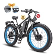 KAIJIELAISI Electric Bike for Adults Dual Motor AWD Mountain Electric Bicycles 52V 26AH Removable Lithium Battery, 26" 4.0 inch Fat Tire Ebike E-Bike for Adults UL2849 Blue