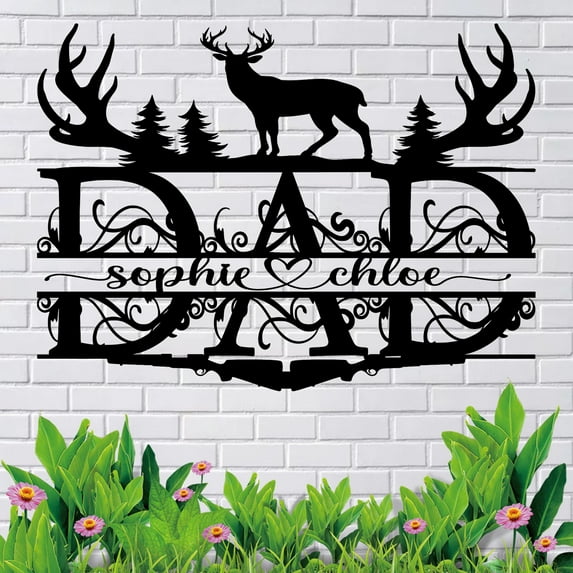 KAINSY Custom Metal Sign, Personalized Dad Sign with Children's Names, Family Name Sign, Fathers Day Sign, Metal Wall Art, Custom Signs Outdoor Metal, Custom Deer Sign, Custom Hunting Sign(10inches)