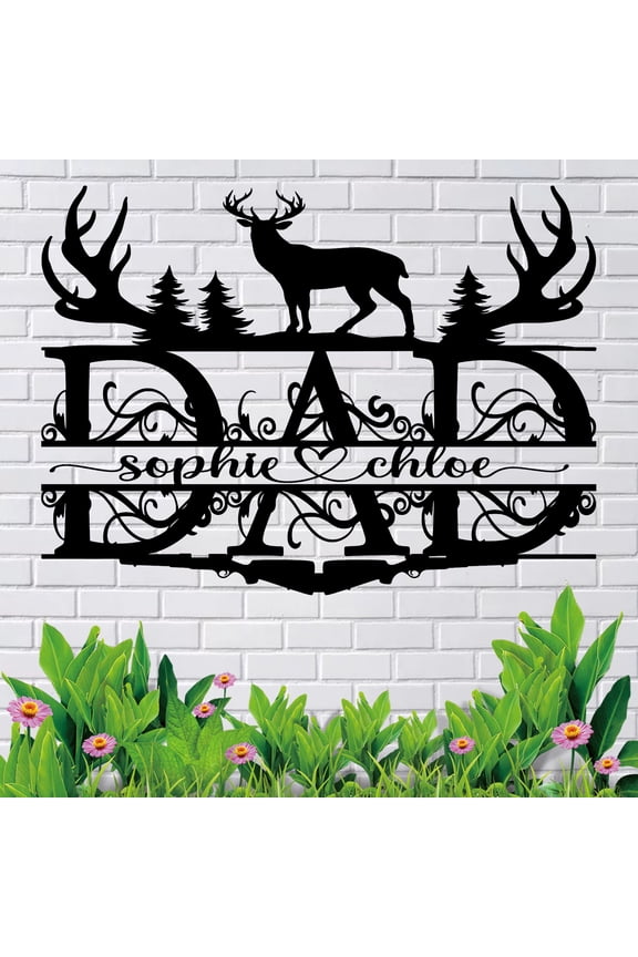 Custom Metal Sign, Personalized Dad Sign with Children's Names, Family Name Sign, Fathers Day Sign, Metal Wall Art, Custom Signs Outdoor Metal, Custom Deer Sign, Custom Hunting Sign(10inches)