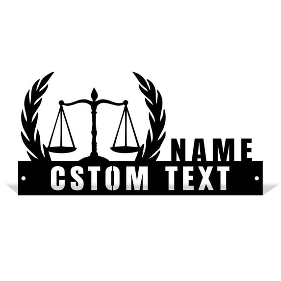 KAINSY Custom Name Plate for Desk, Personalized Libra Desk Name Plate, Metal Sign Desktop Nameplate, Office Business Executive Desk Decor, Monogrammed Gifts for Lawyer Coworkers Teacher Boss(12inch)