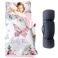 thumbnail image 1 of KAINSY Custom Toddler Nap Mat, Personalized Name Kids Sleeping Mat， Girls Butterfly Sleep Bag with Pillow Blanket Set, Easy Roll Up & Carry Nap Sacks for Infant Child, 1 of 8