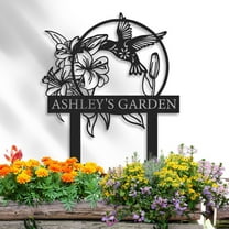 KAINSY Ironglyh Personalized Garden Signs, Custom Bird Yard Metal Name Sign with Stake, Outdoor Metal Yard Art, Garden Decor for Outside, Patio Backyard Decor, Mom Grandma Women gifts(10inches)