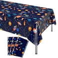 thumbnail image 1 of KAINSY Outer Space Birthday Table Cloths Covers Spaceship Galaxy Party Plastic Disposable Rocket UFO Planets Tablecloths Waterproof 54 x 108inch 3pcs, 1 of 7