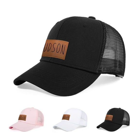 KAINSY Personalized Baby Baseball Cap with Mesh - Black Toddler Baseball Hat Infant Baseball Cap Baby Ball Cap Toddler Hat Kids Baseball Cap(Small)