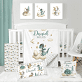 thumbnail image 1 of KAINSY Personalized Baby Crib Bedding Set - 5 Piece Custom Gift Crib Dinosaur Bed Set with Name for Baby Boys, Crib Sheet,Changing Pad Cover, Pillow, Wall Art, Nursery Decor for Toddlers, 1 of 7
