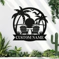 thumbnail image 1 of KAINSY Personalized Beach Metal Signs, Custom Palm Trees Signs Outdoor Metal, Vintage Beach Sign Bathroom Wall Decor, Outdoor Metal Family Name Sign, Custom Garden Sign, Housewarming Gift(10inches), 1 of 8