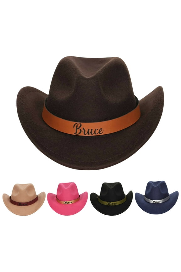 Personalized Boys Cowboy Hats for Kids Ages 2-8, Leather Hatband Coffee Toddler Cowboy Hat, Western Cowgirl Hat for Girls(Children (52-54cm))