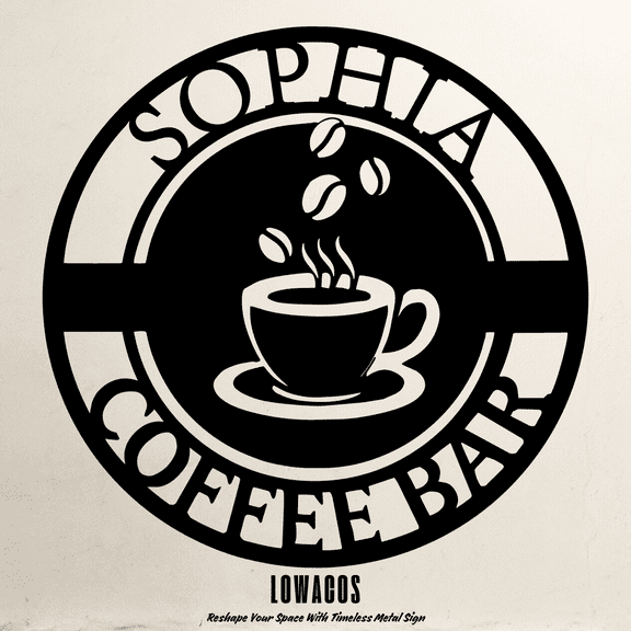 KAINSY Personalized Coffee Bar Sign – Custom Coffee Decor for Kitchen, Coffee Station, and Home, Unique Coffee Bar Accessories, Wall Art for Coffee Lovers, Custom Name Sign for Wall(10inches)