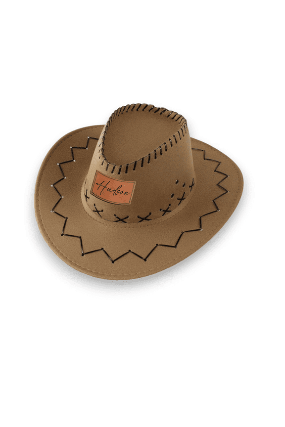 Personalized Cowboy Hats for Kids Custom Western Cowboy Cowgirl Patry Hats Dark Camel Western Cowboy Hats Leather Name(Child)