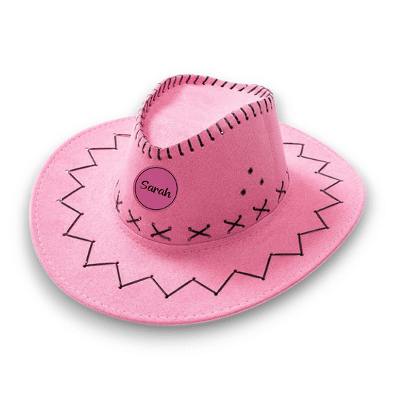 KAINSY Personalized Cowboy Hats for Kids Custom Western Cowboy Cowgirl Patry Hats Pink Western Cowboy Hats Leather Name(Child)